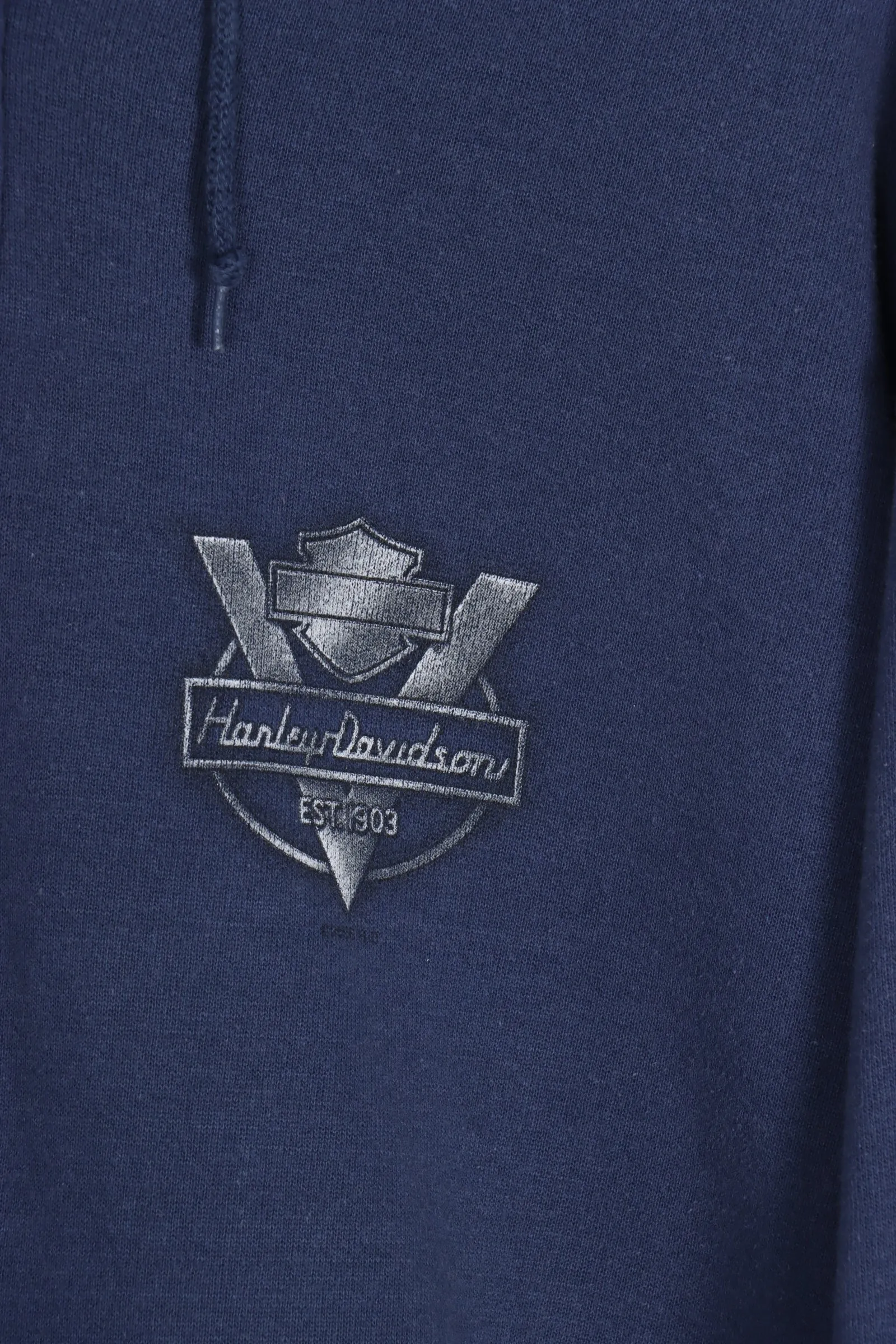 HARLEY DAVIDSON Ohio Sleeve Print Navy Zip Up Hoodie (L)