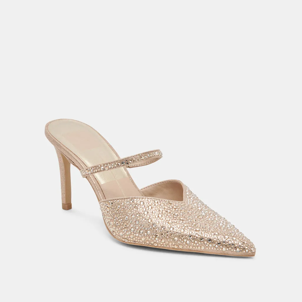 KANIKA CRYSTAL HEELS LIGHT GOLD FABRIC– Dolce Vita 6929767956546