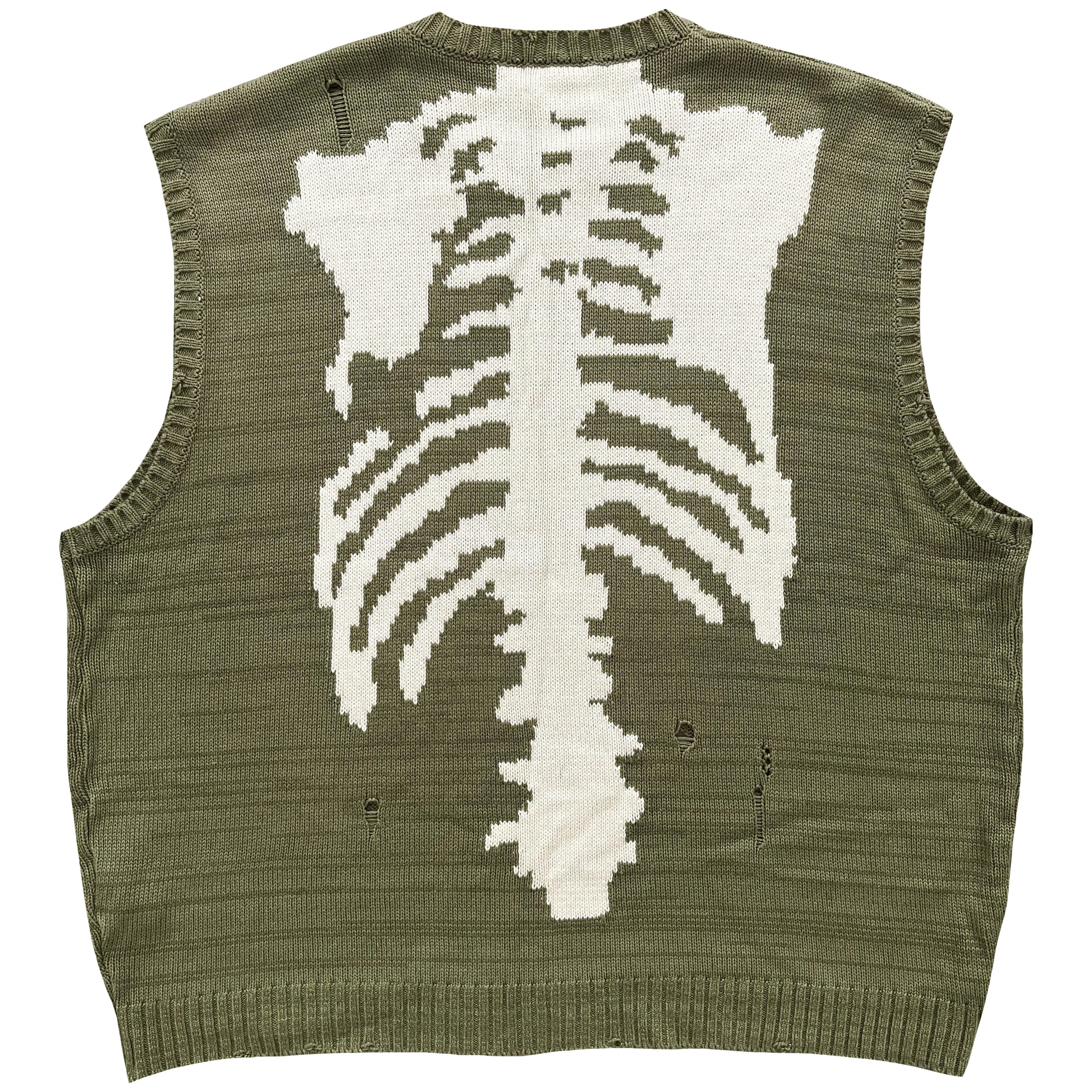 Kapital Skeleton Distressed Bone Knit Sweater Vest