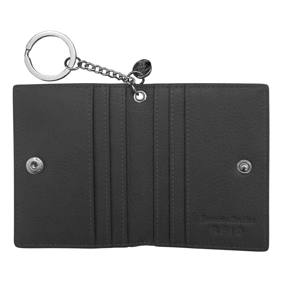 Key Ring Flap Card Case-Black