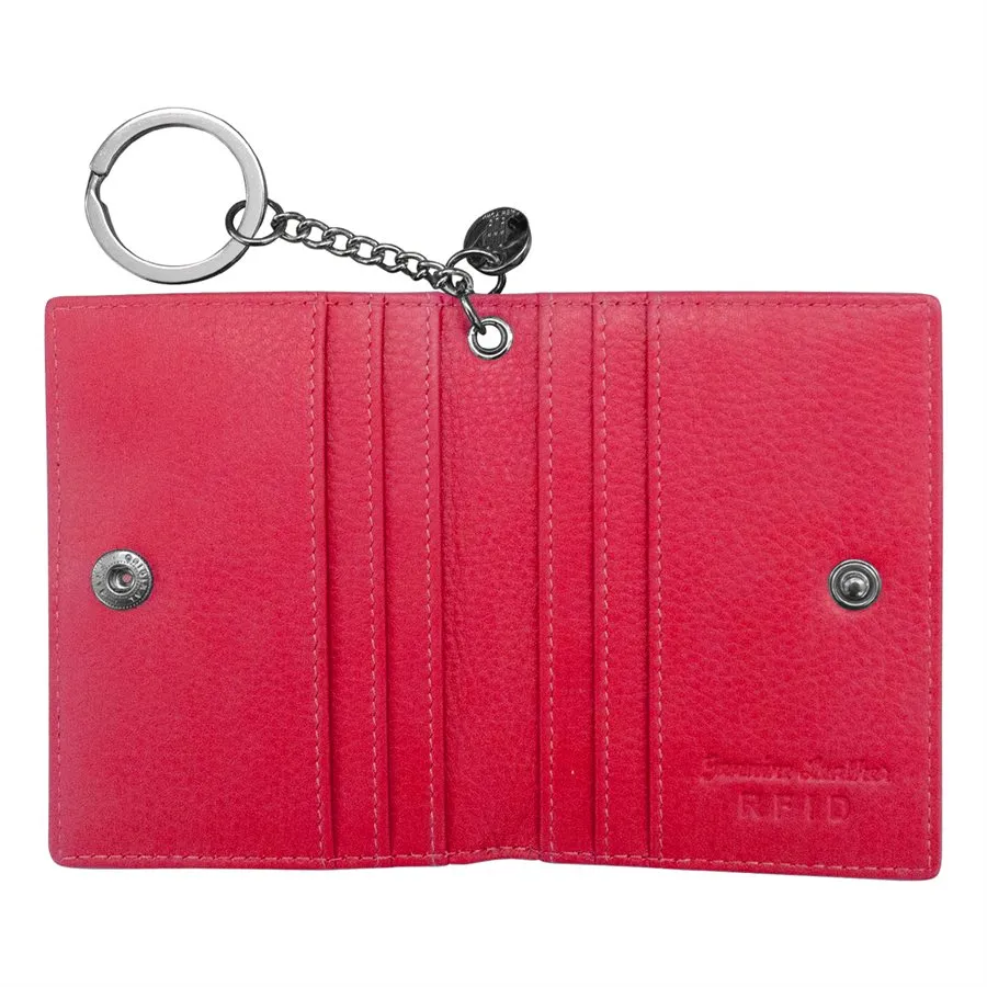 Key Ring Flap Card Case-Pink