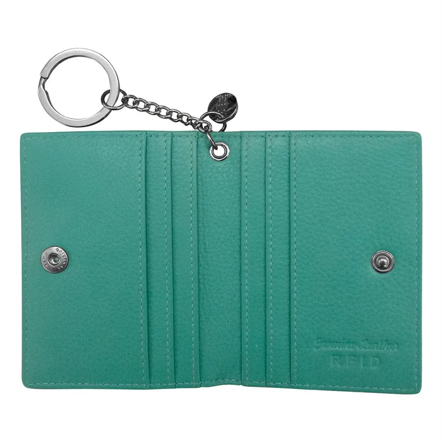 Key Ring Flap Card Case-Turquoise