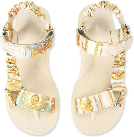 Kurt Geiger London Orion baroque-print sandals Neutrals