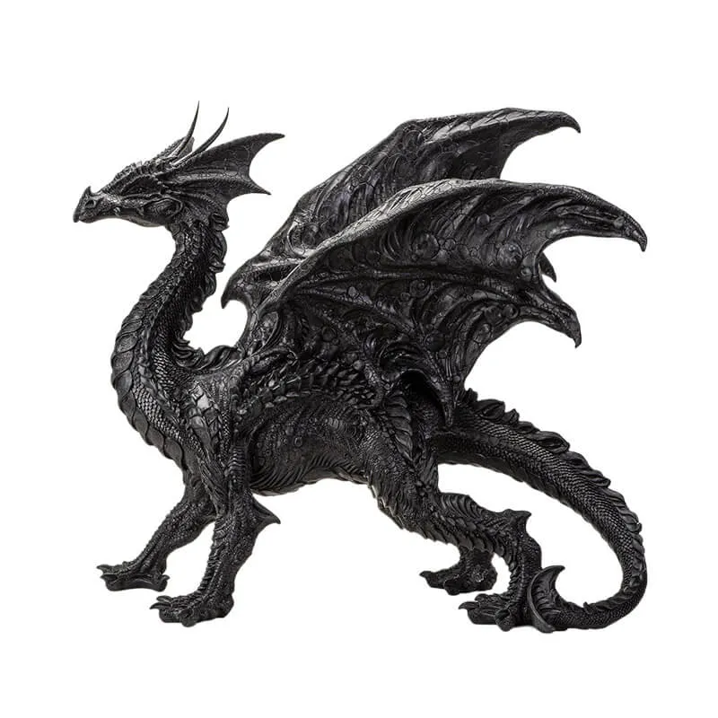 Large Standing Black Dragon Figurine