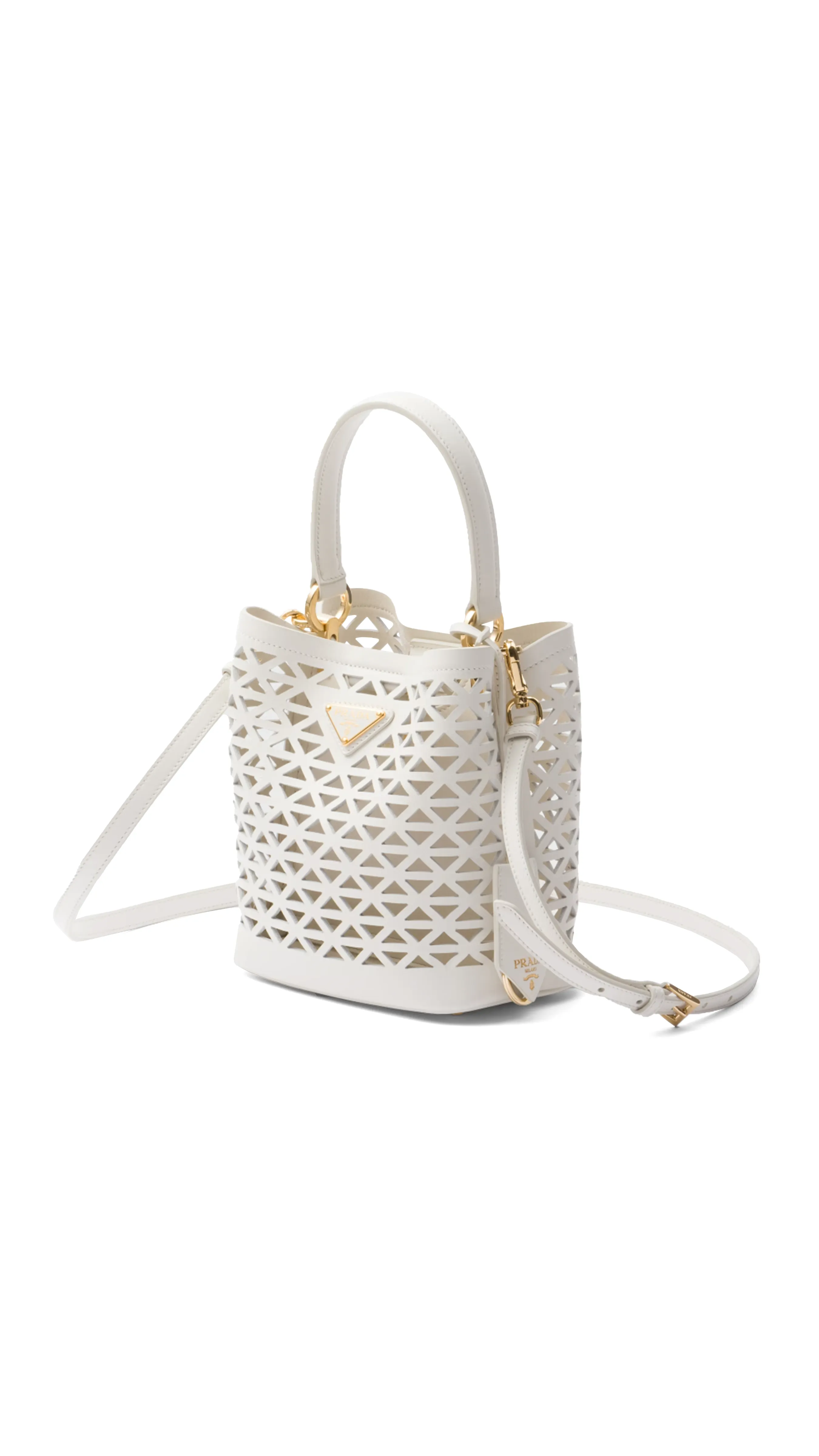 Leather Panier Mini-Bag with Cut-Out Motif - White