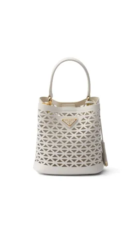 Leather Panier Mini-Bag with Cut-Out Motif - White