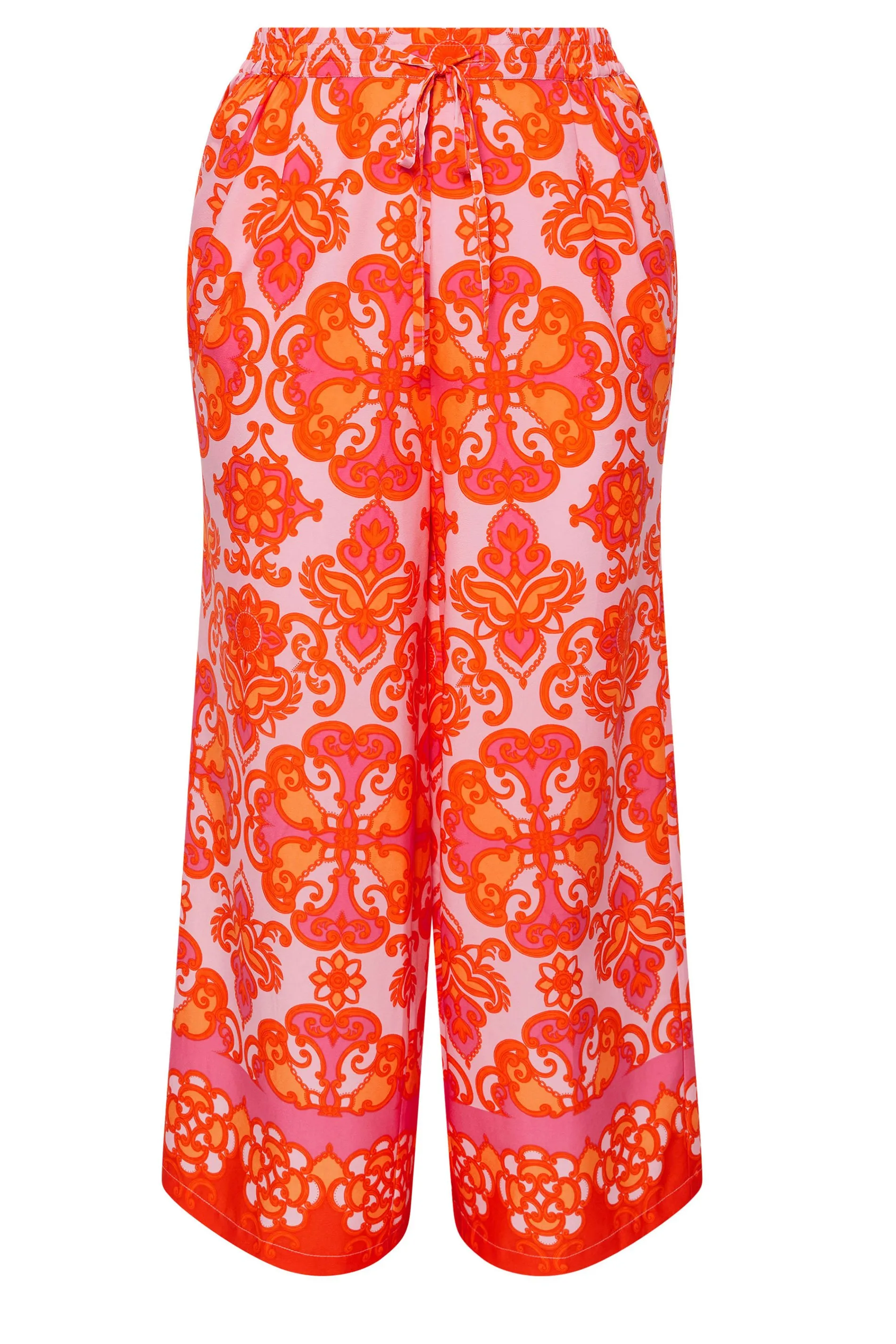 LIMITED COLLECTION Curve Orange Abstract Print Wide Leg Trousers