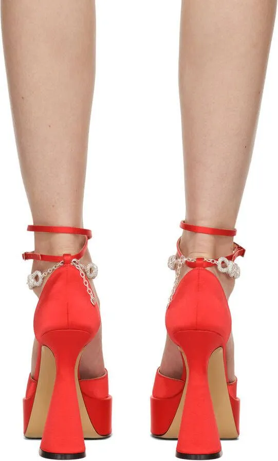 MACH & MACH Red Bow Chain 140 Heels