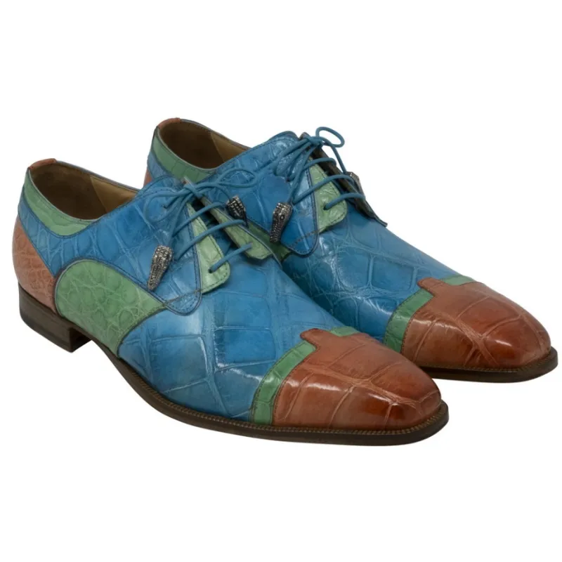 Mauri 4921 Stephen Alligator Shoes Salmon / Emerald / Light Blue (Special Order)