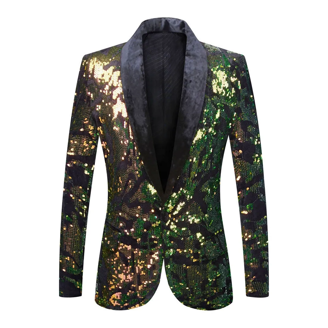 Men's Fantasy Color Sequins Full Sleeves Night Club Singers Wedding Blazer