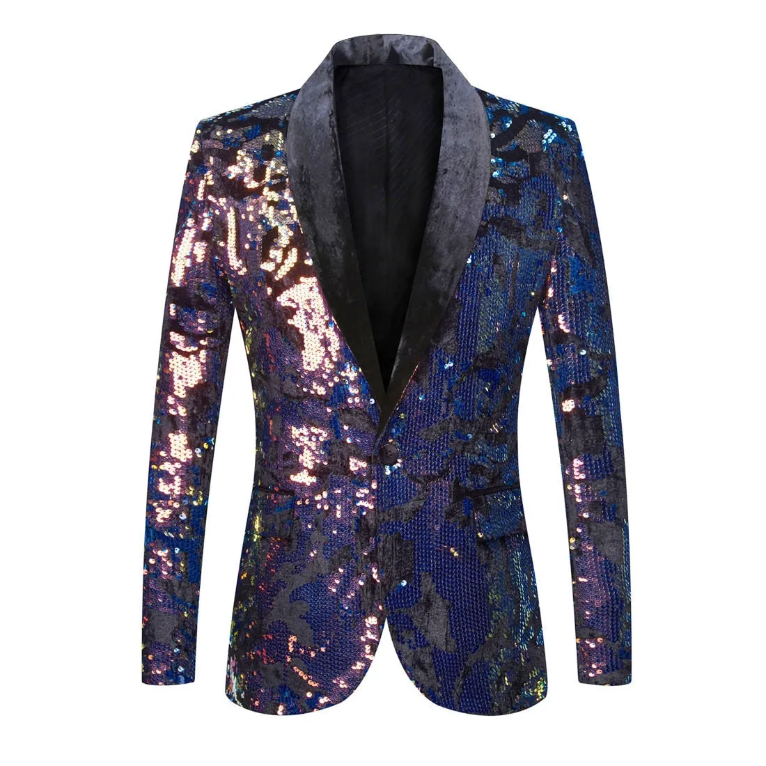 Men's Fantasy Color Sequins Full Sleeves Night Club Singers Wedding Blazer