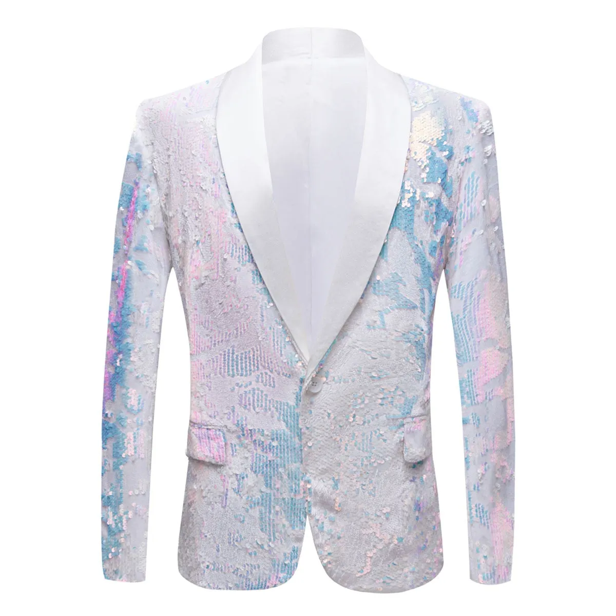 Men's Fantasy Color Sequins Full Sleeves Night Club Singers Wedding Blazer