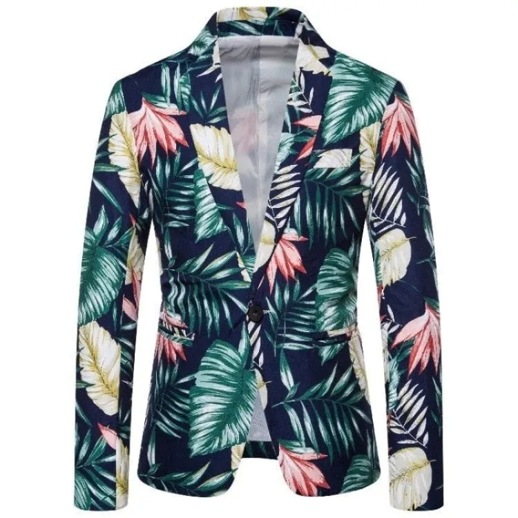 Men's Hawaiian Style Single Button Slim Fit Pineapple Printed Blazer