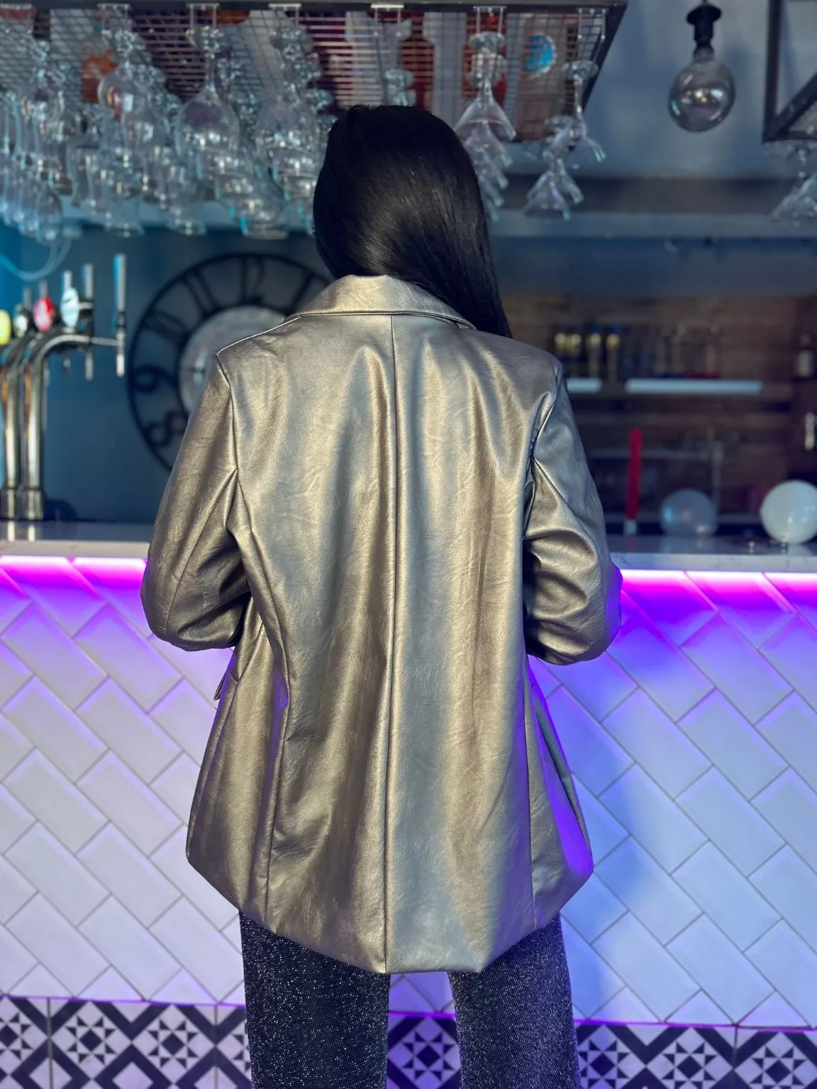 Metallic Button Blazer Elizabeth