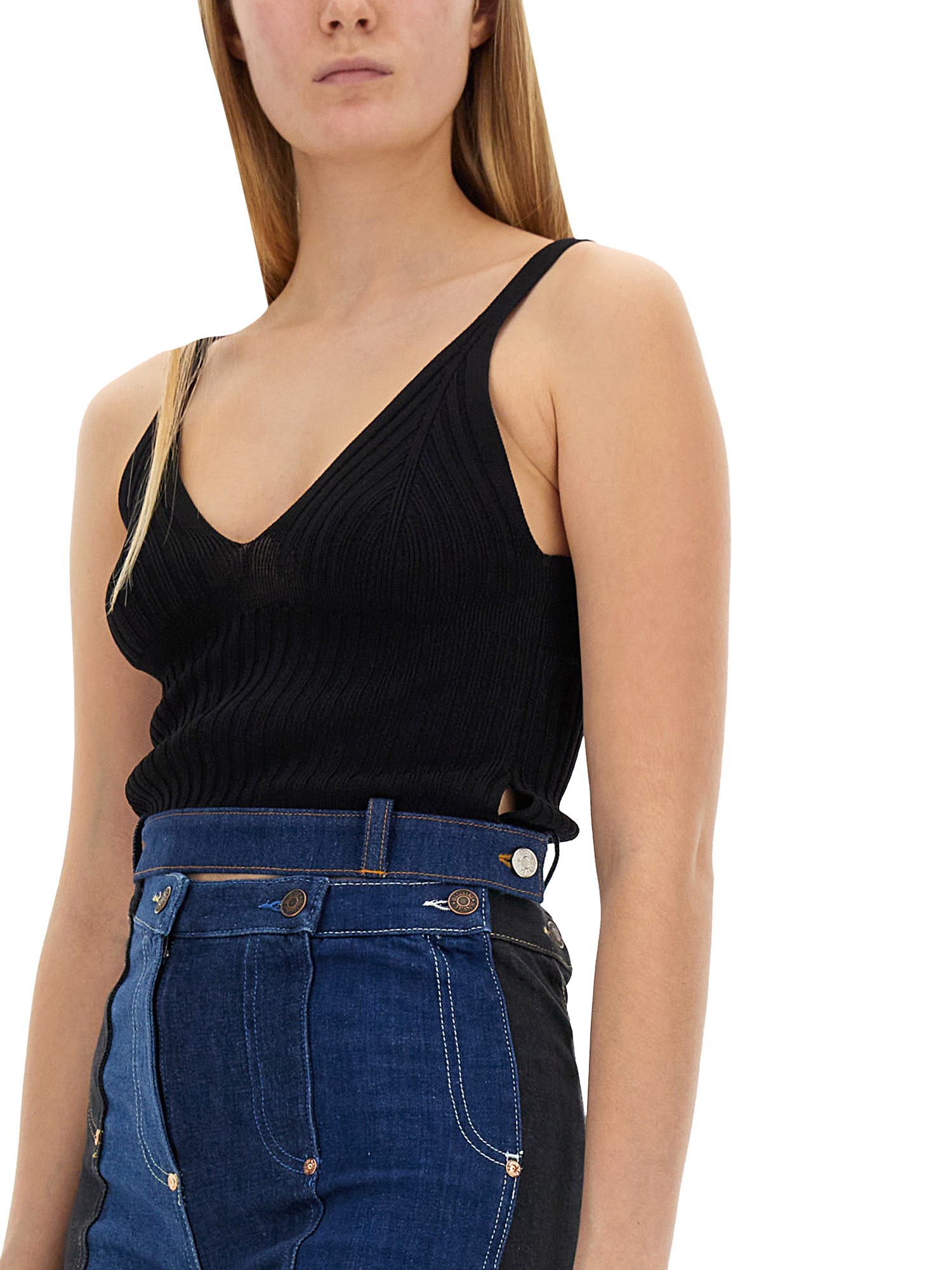 MOSCHINO JEANS    VISCOSE V-NECK TOP