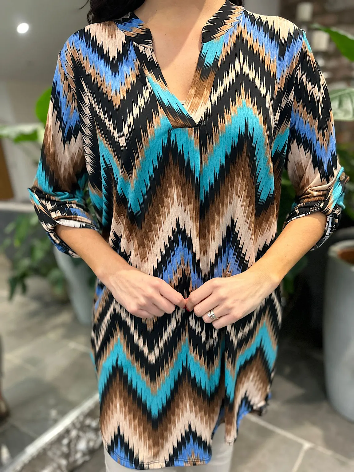 Multi Colour Zig Zag Print Tunic Gloria