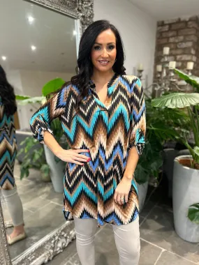 Multi Colour Zig Zag Print Tunic Gloria