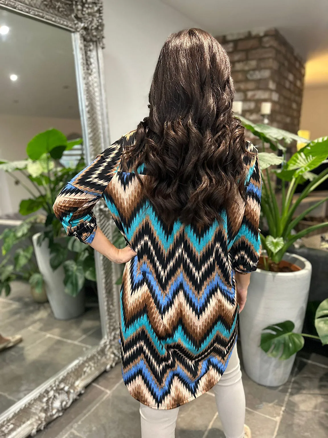 Multi Colour Zig Zag Print Tunic Gloria