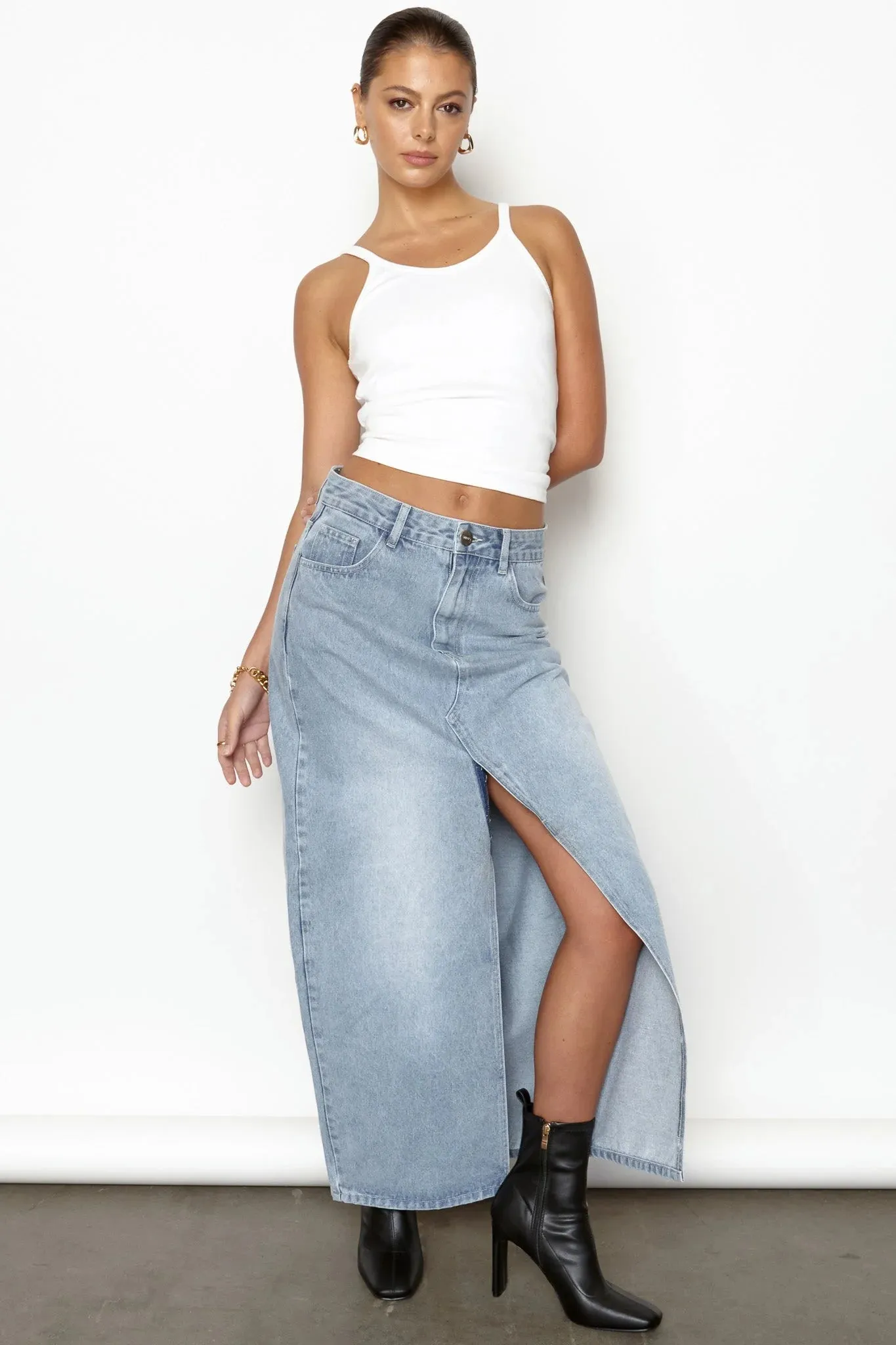 Nila Maxi Denim Skirt