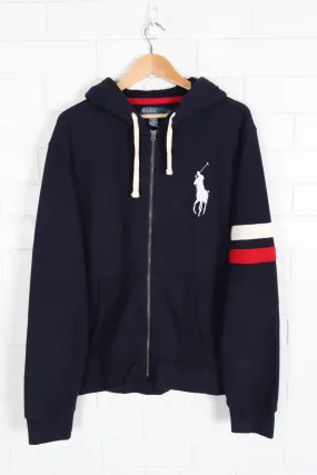 POLO RALPH LAUREN Navy Embroidered Full Zip Hoodie (XL)