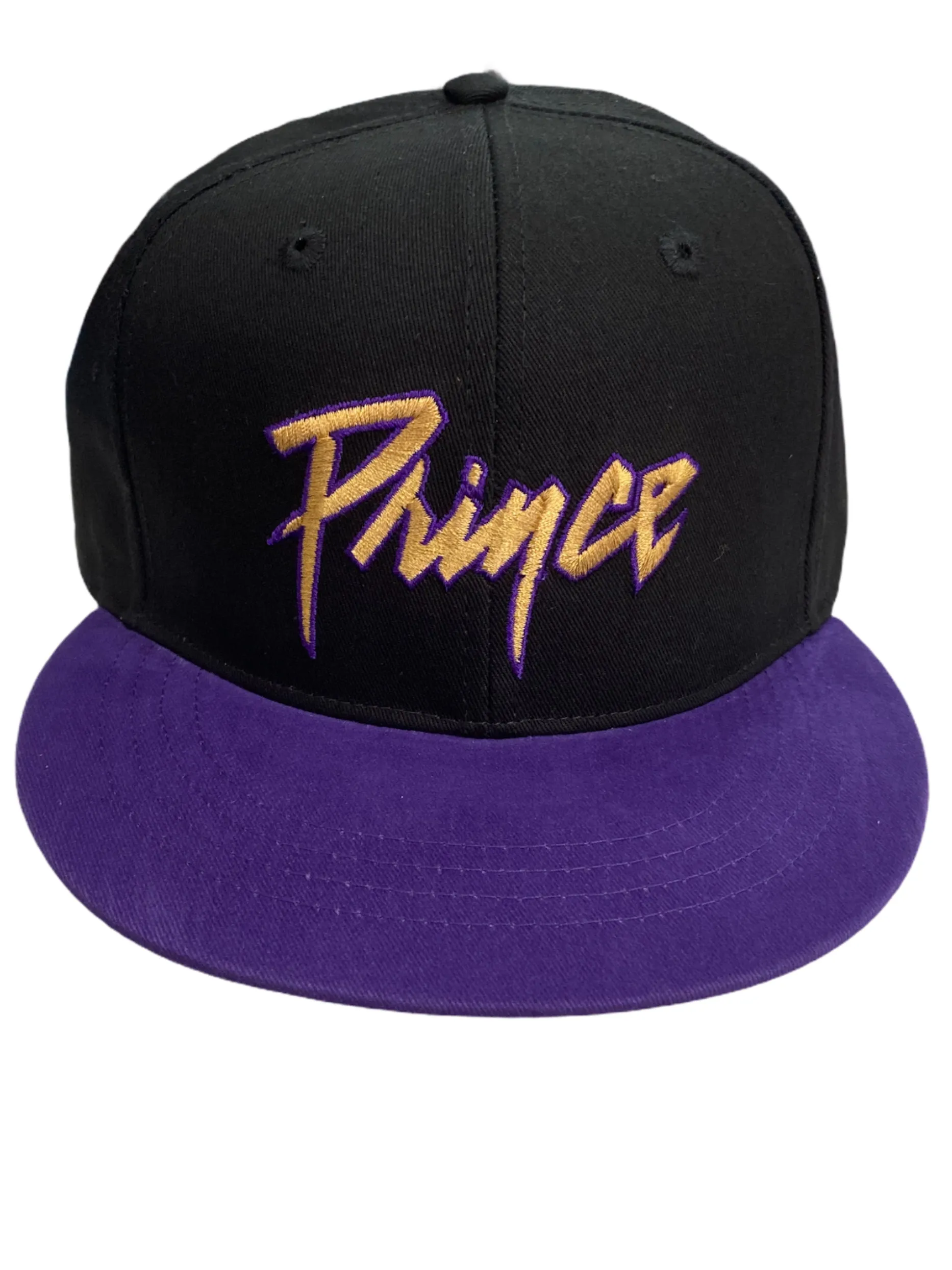 Prince – & The Revolution – Purple Rain Name  Love Symbol Official Flat Cap Black With Gold Embroidery