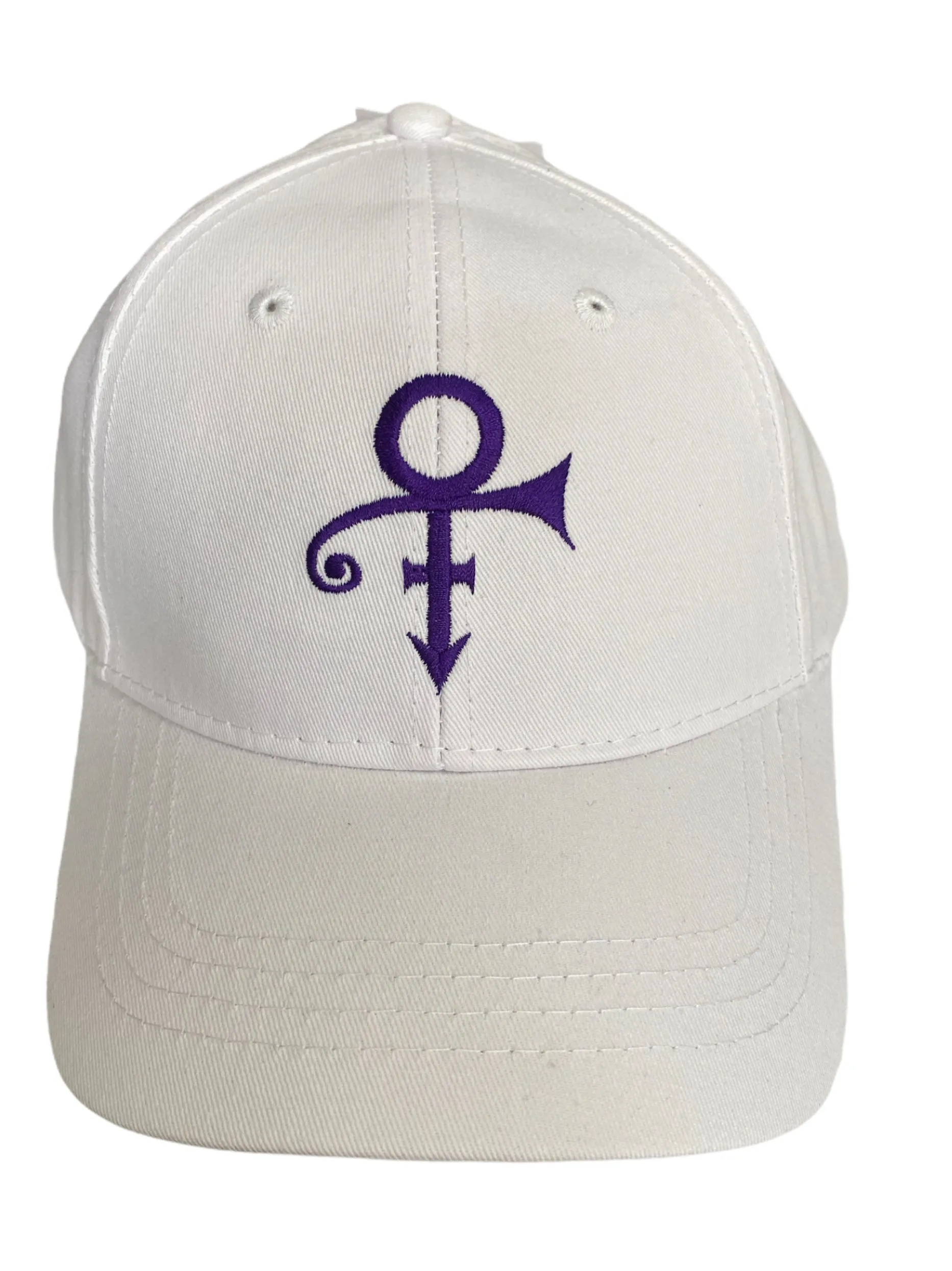 Prince – Love Symbol Purple Rain Name Official Peak Cap White With Purple Embroidery NEW