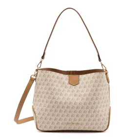 RoccoBarocco 11107 Monogram Hobo Maxi Bag Borsa a Spalla Donna in Ecopelle White