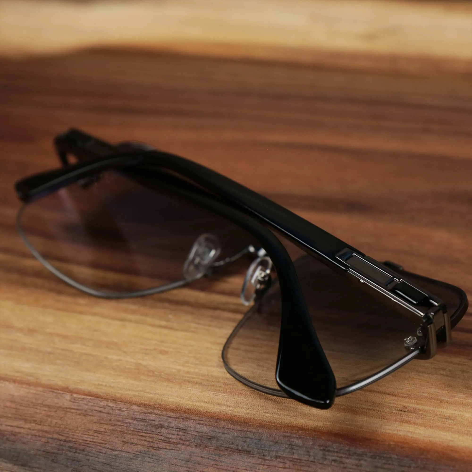 Round Rectangle Frame Black Lens Sunglasses with Black Frame