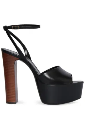 Saint Laurent   125mm Jodie leather platform sandals 