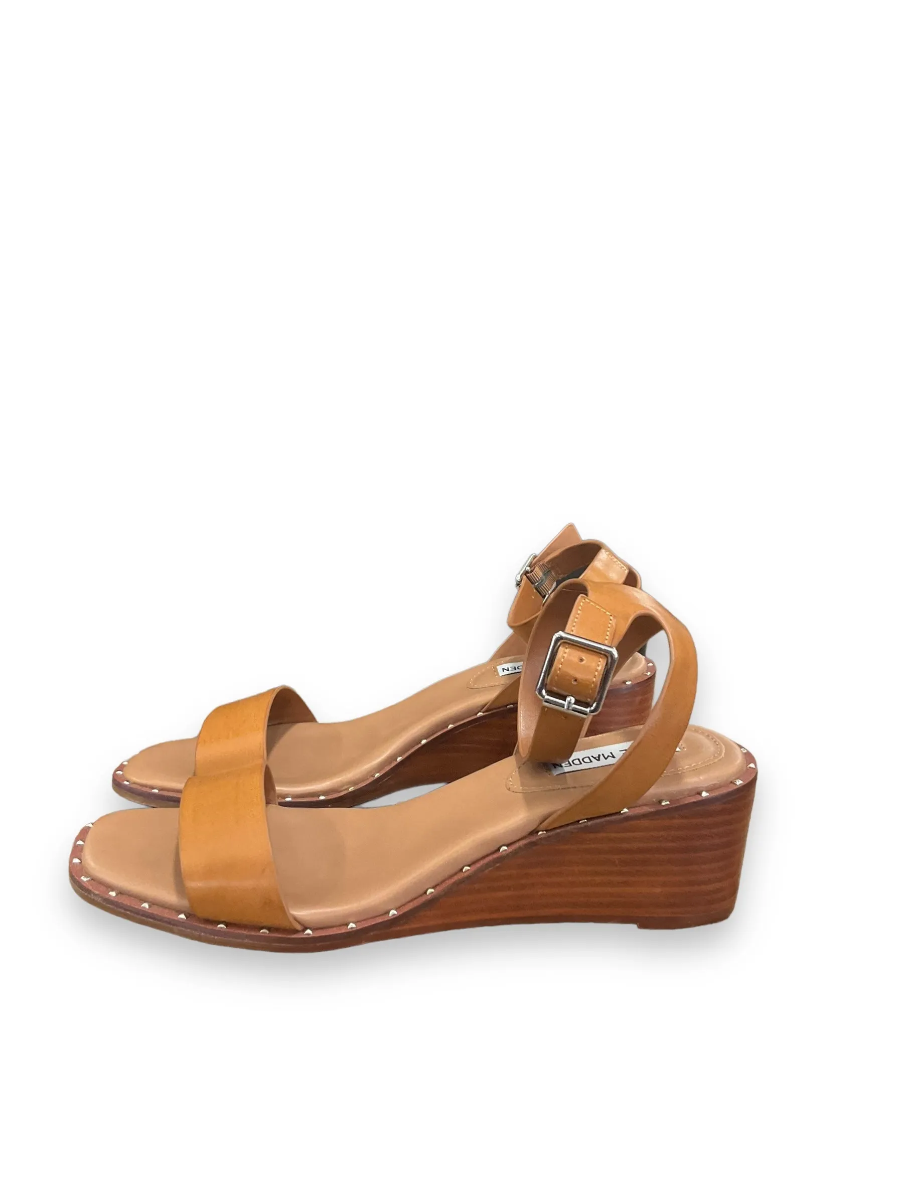 Sandals Heels Wedge By Steve Madden In Brown, Size: 9