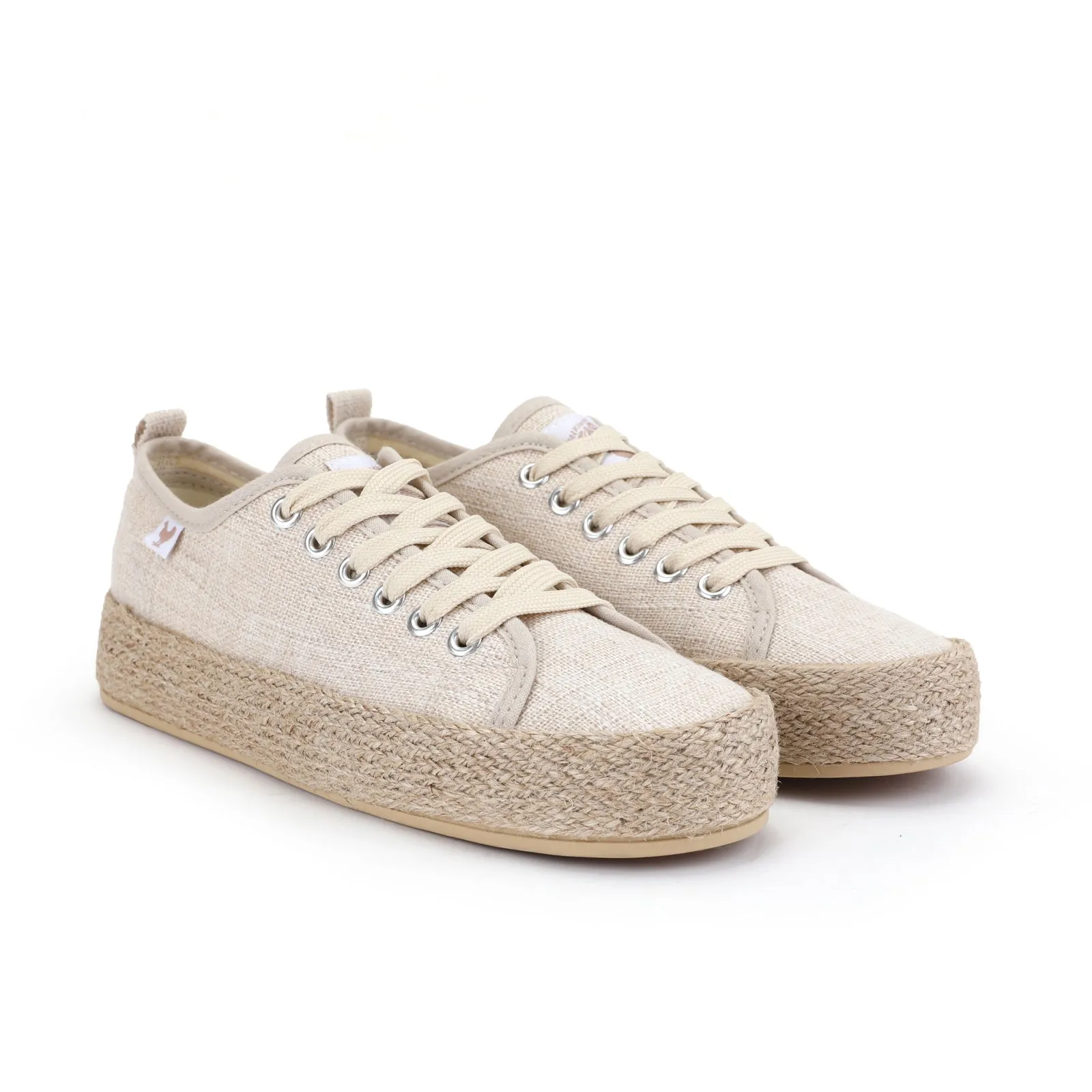 Sandy linen lace-up espadrille sneakers