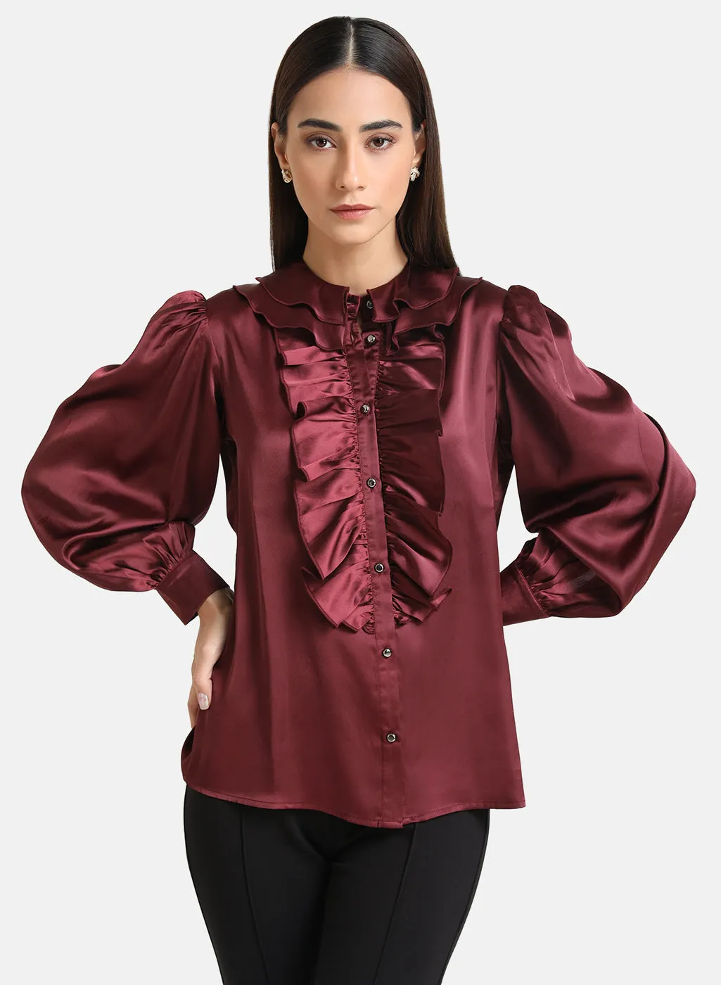 Satin Shirt With Ruffles