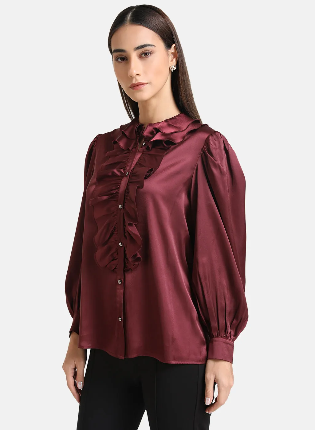 Satin Shirt With Ruffles