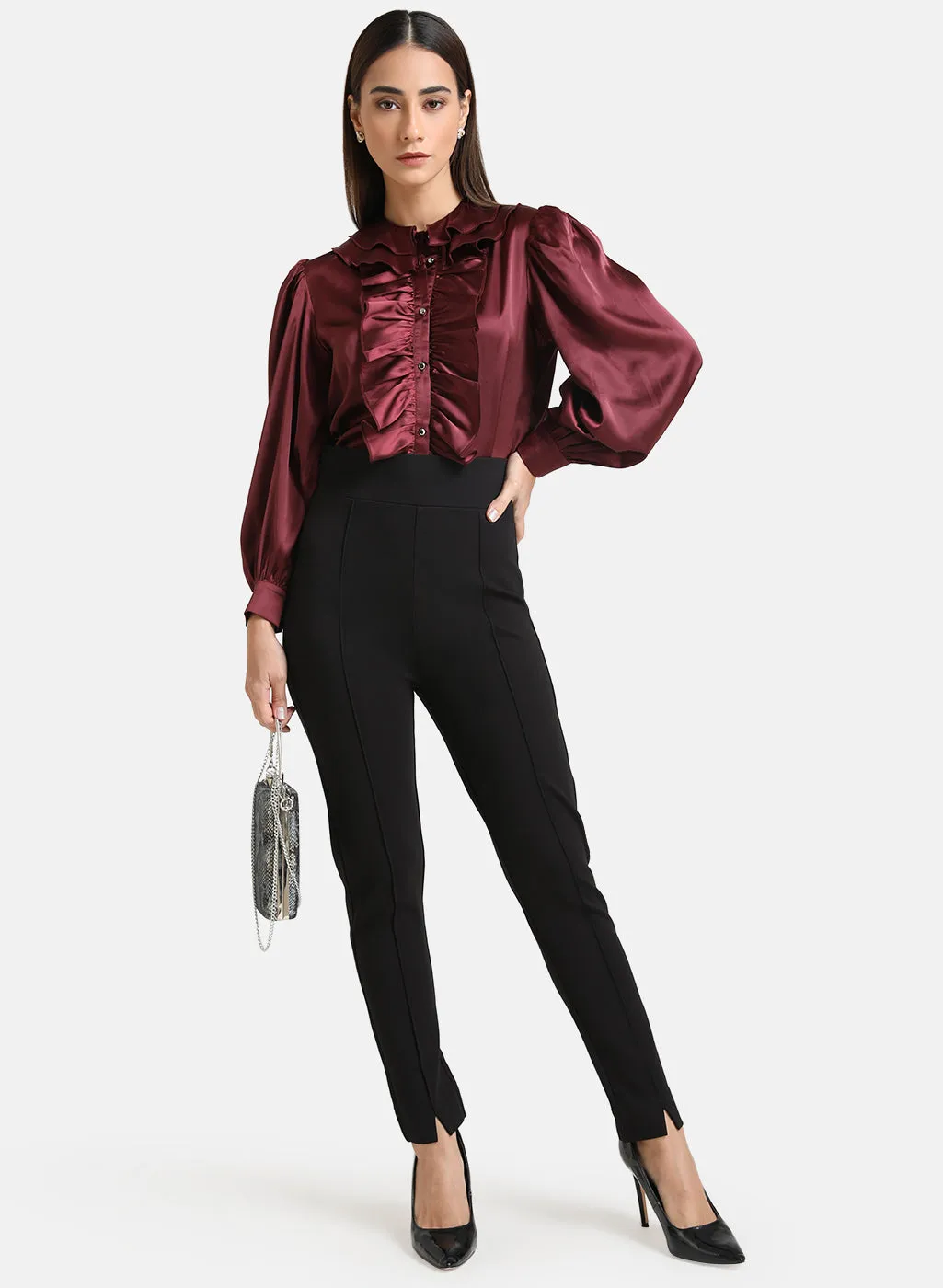 Satin Shirt With Ruffles