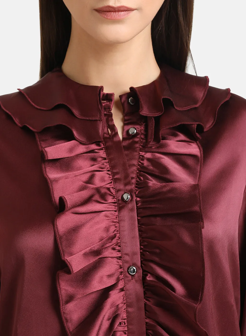 Satin Shirt With Ruffles