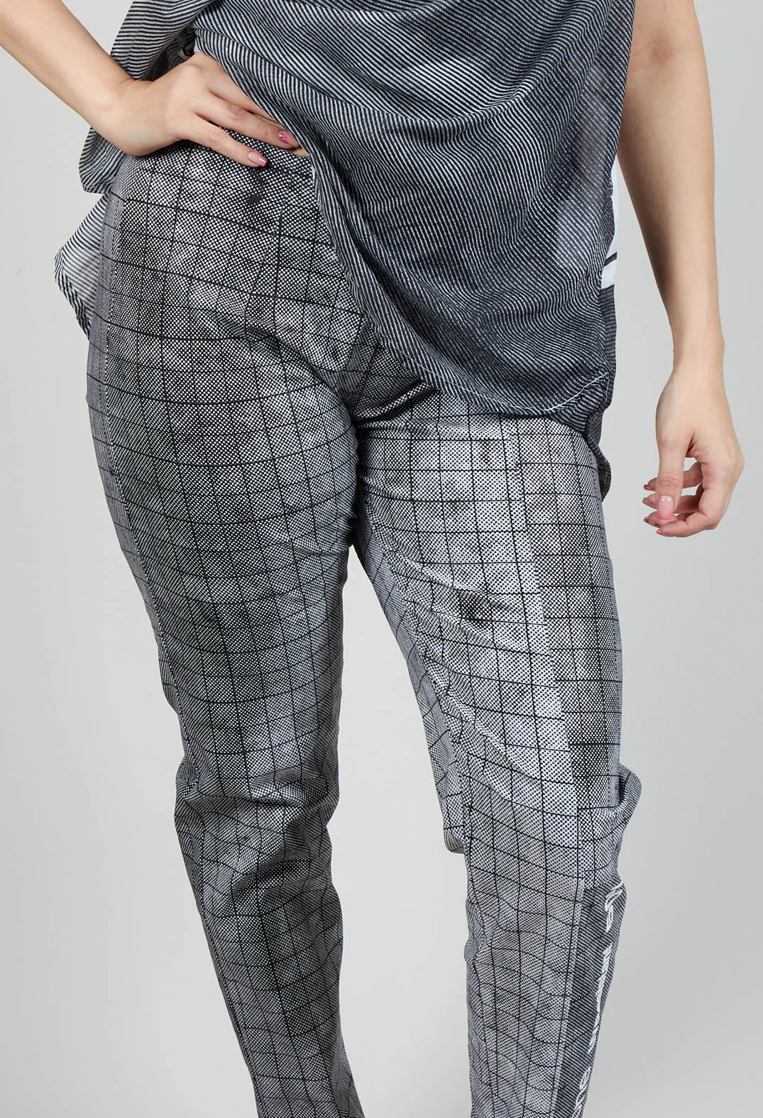 Slim Fit Pull On Trousers in Placed Black Print