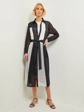 Tailored Fit Longline Jacket - Colorblock Lace Woven