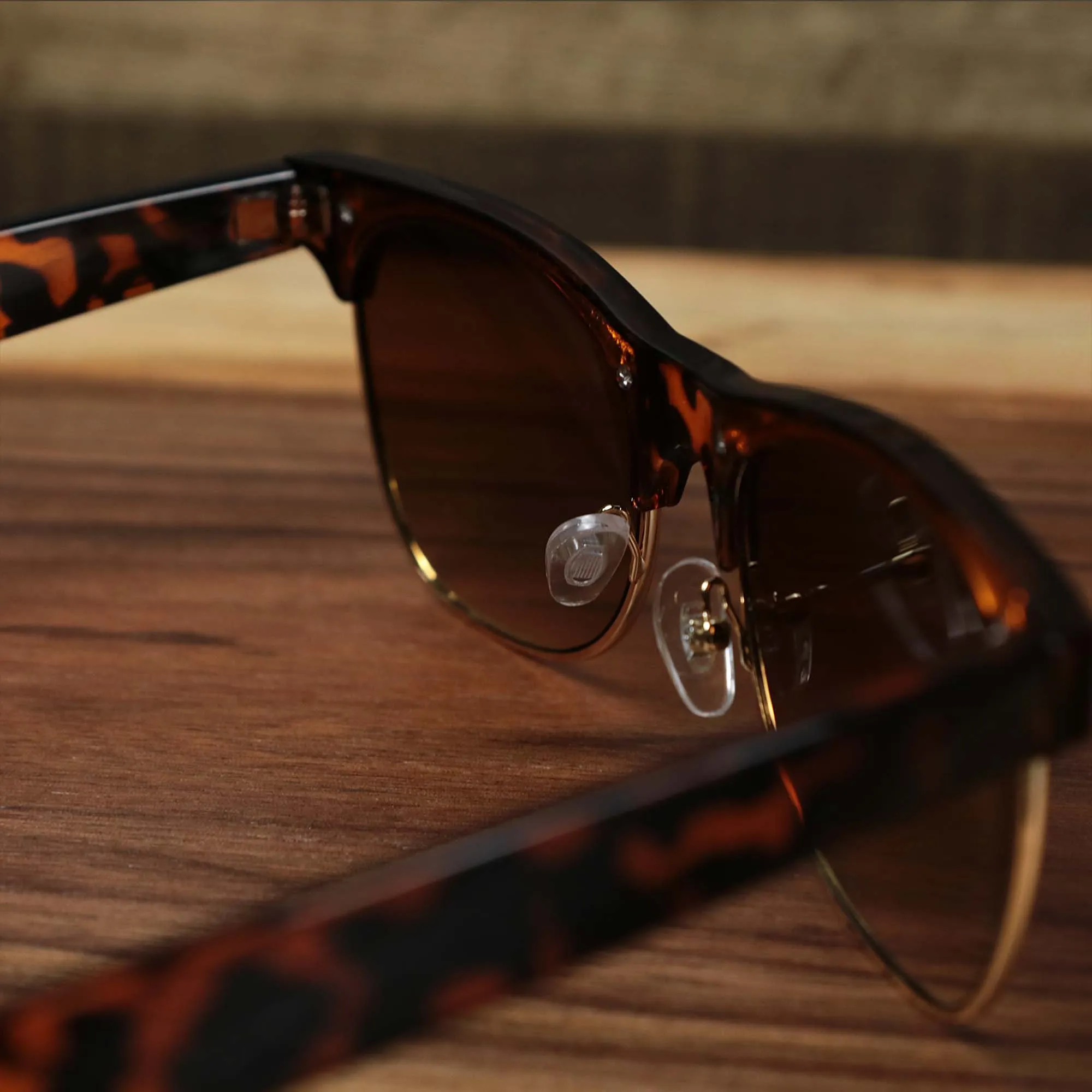 Thick Top and Metal Bottom Frame Brown Lens Sunglasses with Tortoise Frame