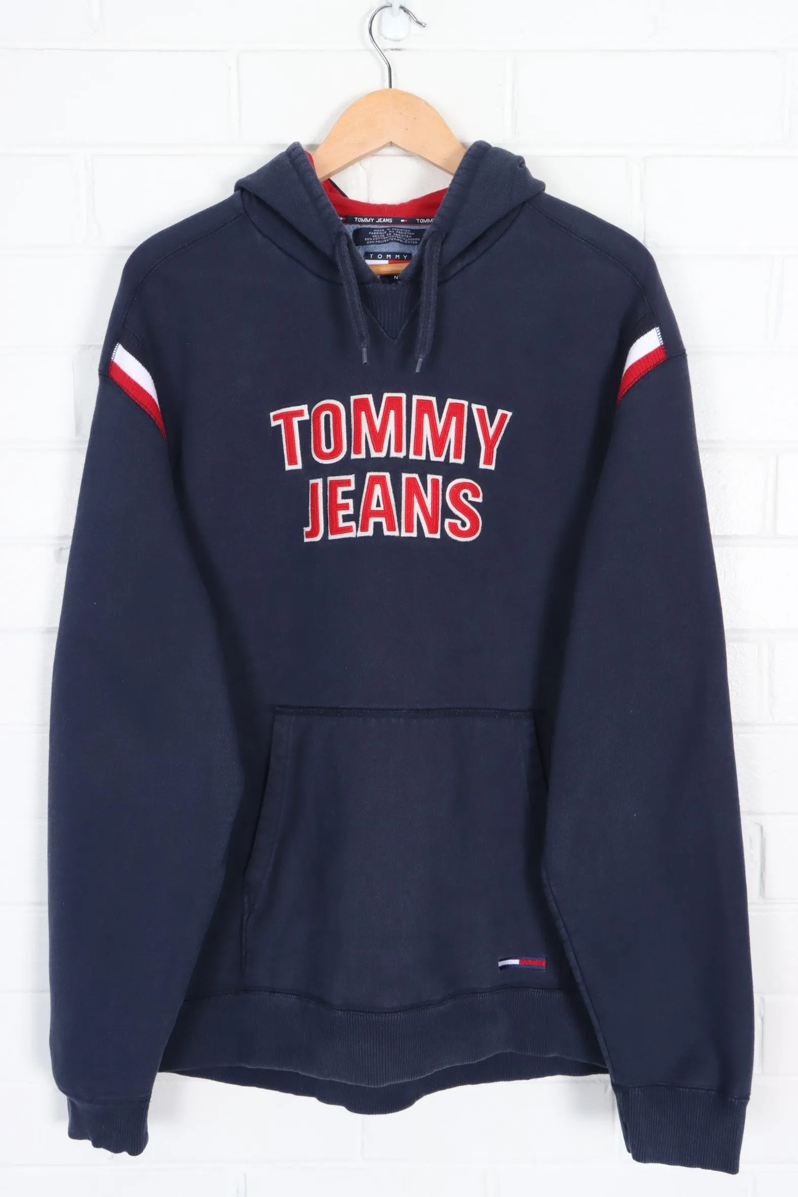 TOMMY HILFIGER JEANS Embroidered Spell Out Logo Hoodie (XXL)