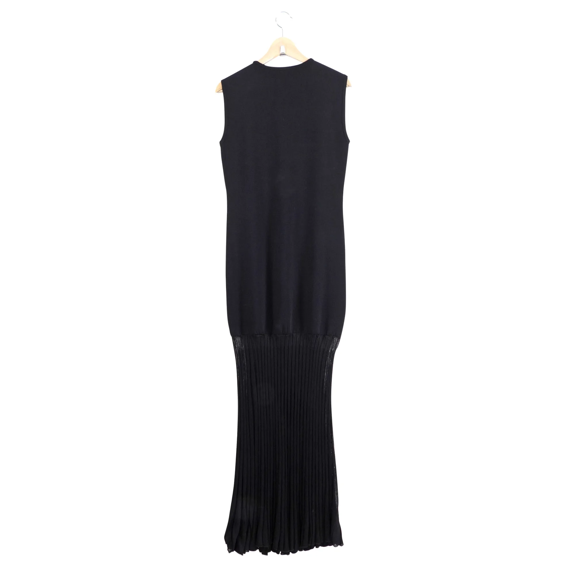 Toteme Black Knit Jersey Sleeveless Long Plisse Knit Gown - M