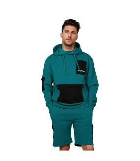 Unisex adult continu8 contrast pocket boxy hoodie teal Hype