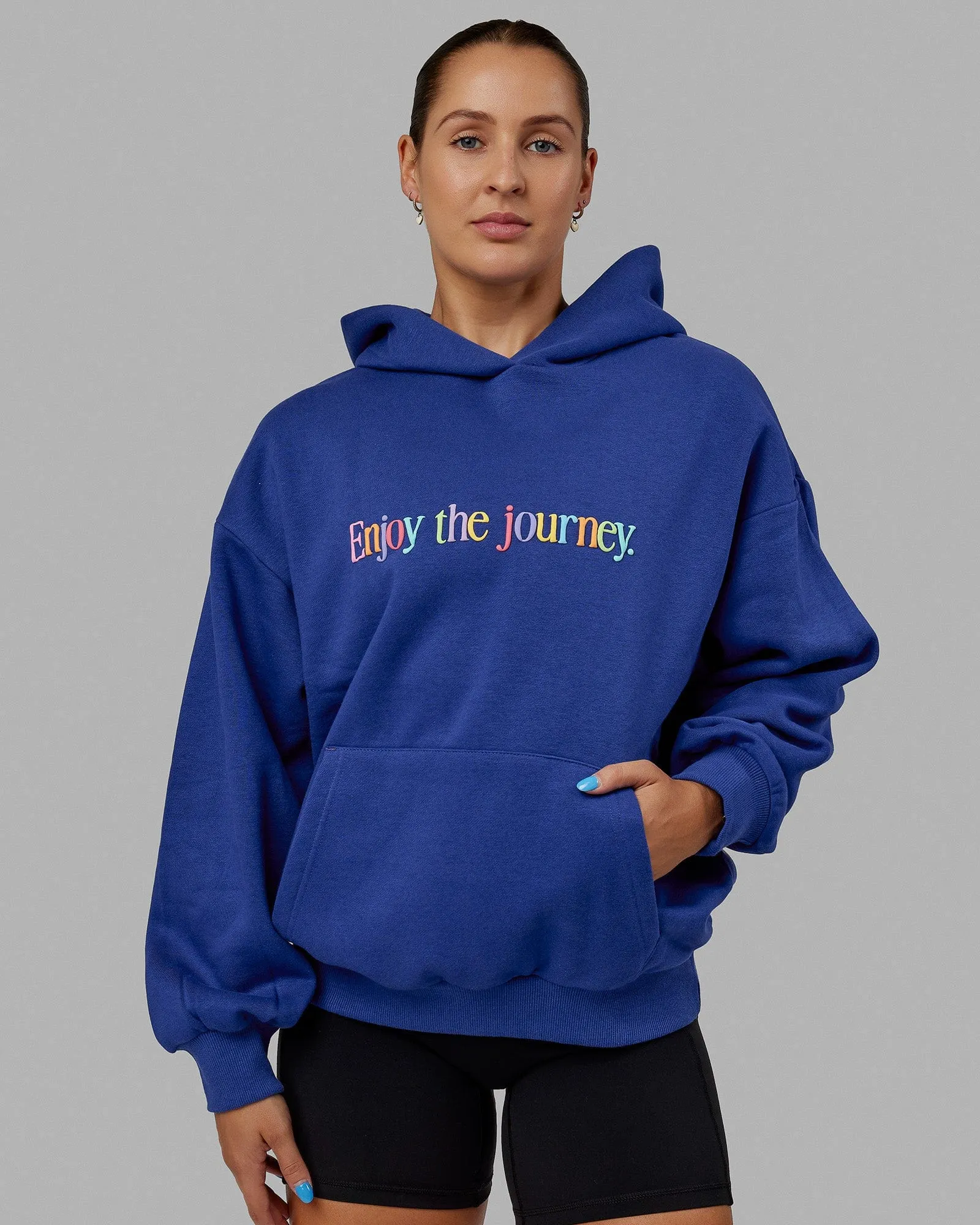 Unisex Enjoy the Journey Hoodie Oversize - Galactic Cobalt-Multi