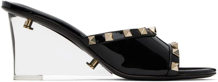 Valentino Garavani Black Rockstud Skin Heeled Sandals