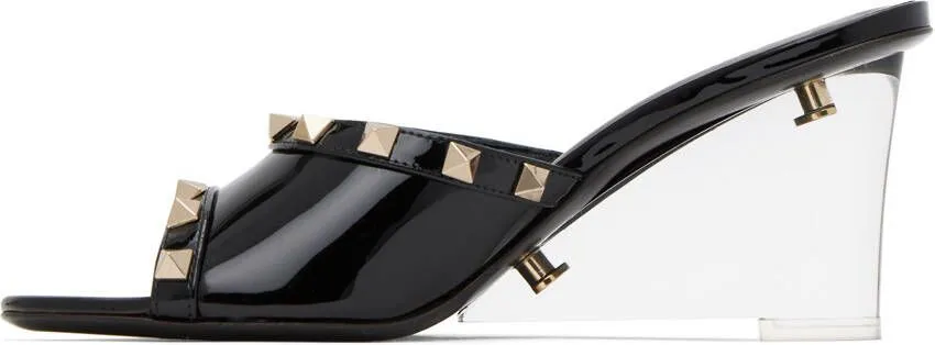 Valentino Garavani Black Rockstud Skin Heeled Sandals