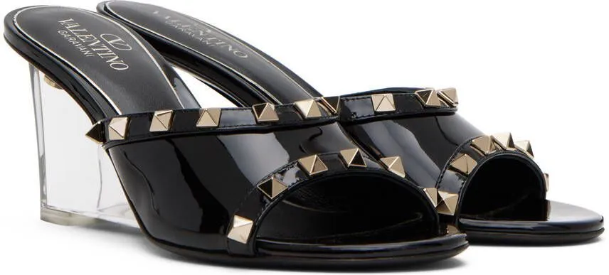 Valentino Garavani Black Rockstud Skin Heeled Sandals