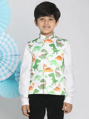 VASTRAMAY Boys  Multicolor-Base-White Nehru Jacket