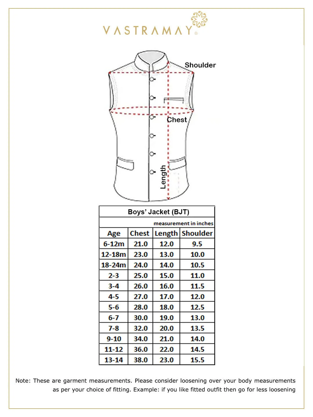 VASTRAMAY Boys  Multicolor-Base-White Nehru Jacket