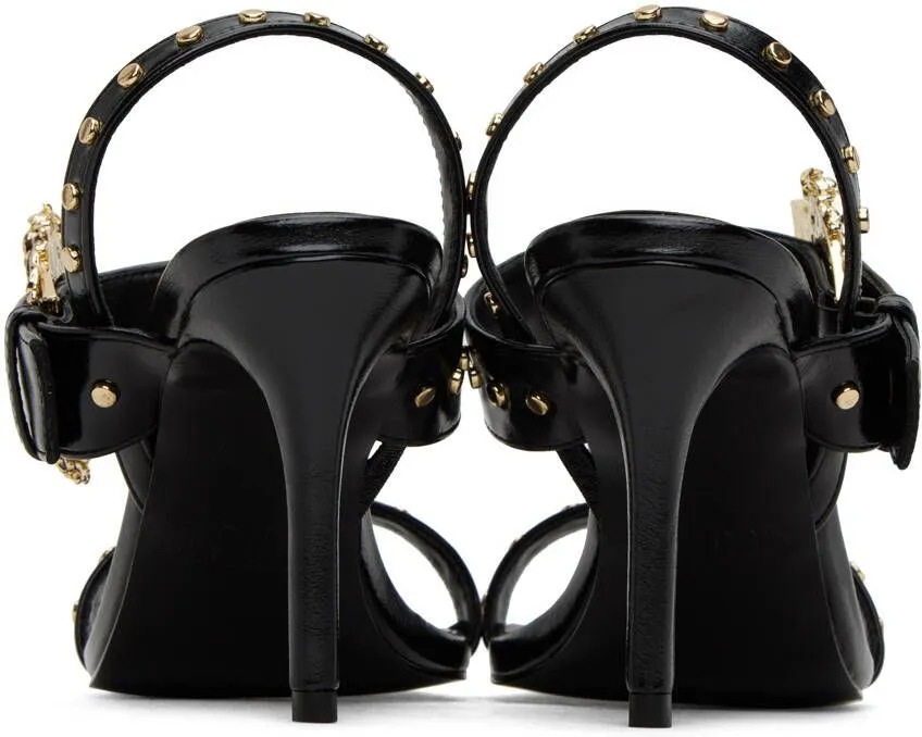 Versace Jeans Couture Black Emily Baroque Heeled Sandals