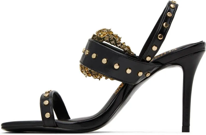 Versace Jeans Couture Black Emily Baroque Heeled Sandals