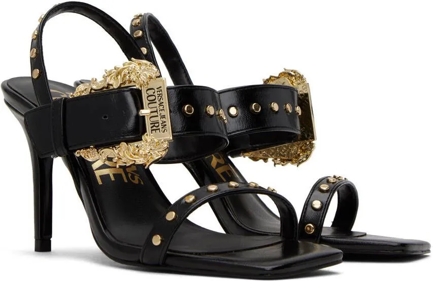 Versace Jeans Couture Black Emily Baroque Heeled Sandals